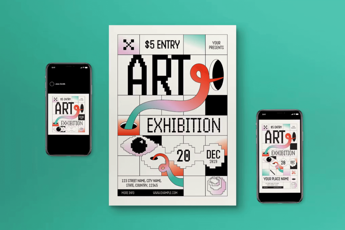 White Modern Art Exhibition Flyer Set by graphicook, one of Monie's favorite graphics items.