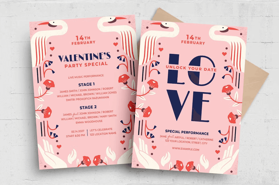 Valentines Flyers With Vintage Decor by BrandPacks