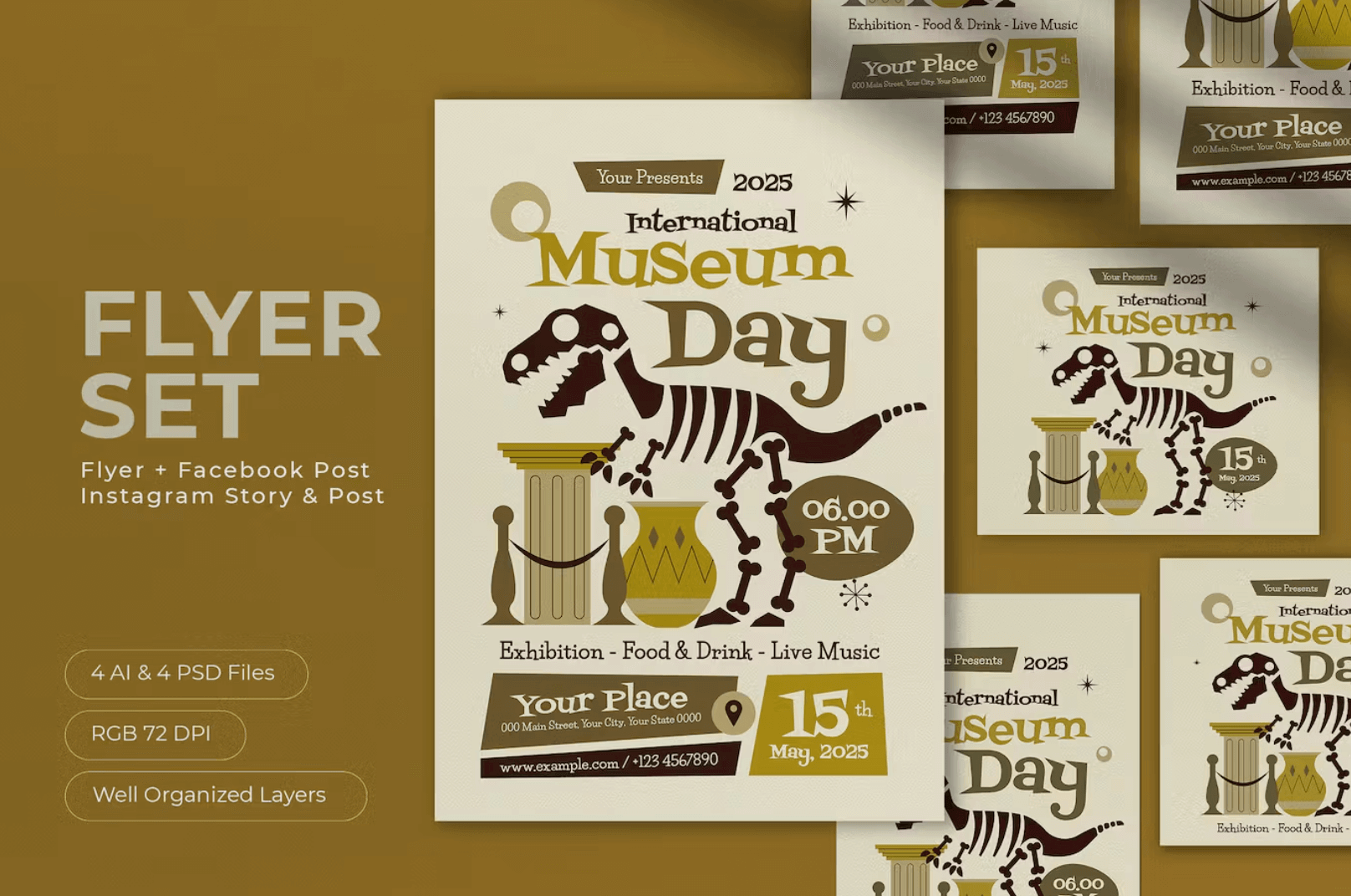 Mid Century International Museum Day Flyer Set by Graphicapital