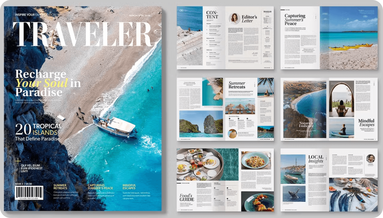 Travel Magazine Template by BrandPacks