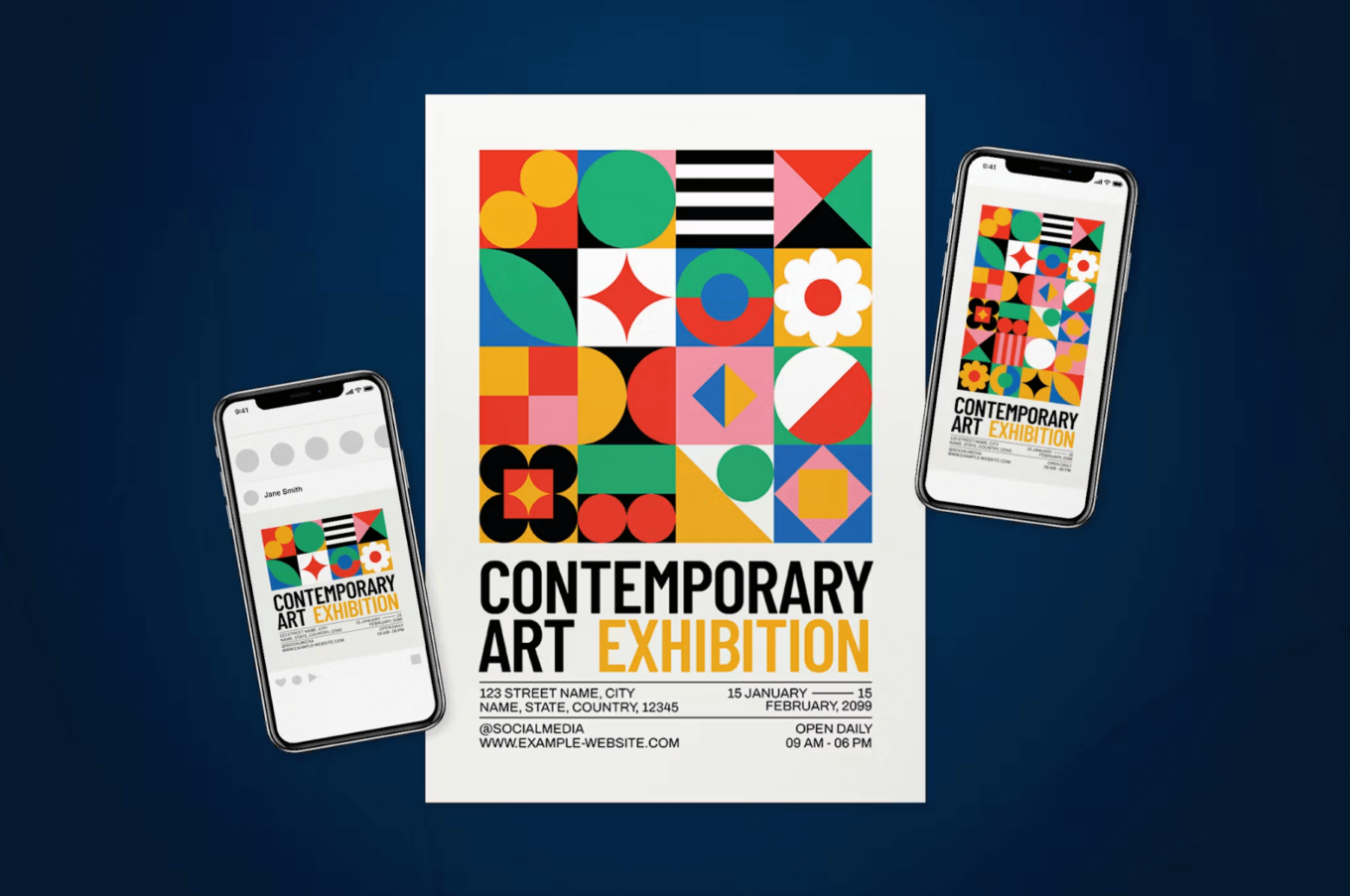 Contemporary Art Exhibition Event Flyer Set by dannyaldana