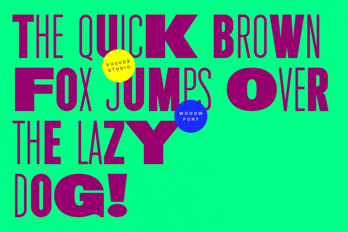 wooow by vuuuds, one of Team Envato's favorite fonts with a neo brutal style