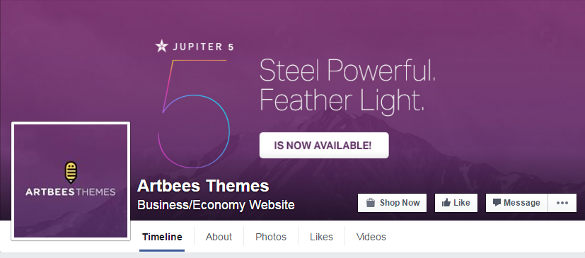 Screenshot of Artbees' Facebook page cover photo. 