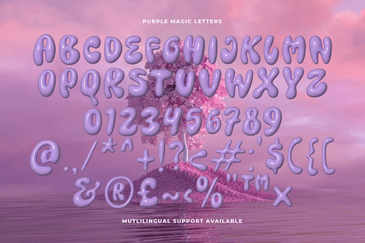 Purple Magic by PrioritypeCo, a bubble 3D font that features in the 10 fonts our team loves