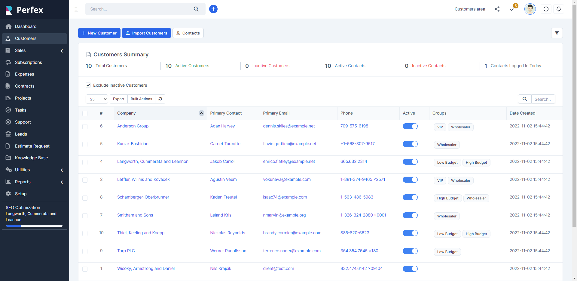 Screenshot of Perfex - Powerful Open Source CRM, by MSTdev